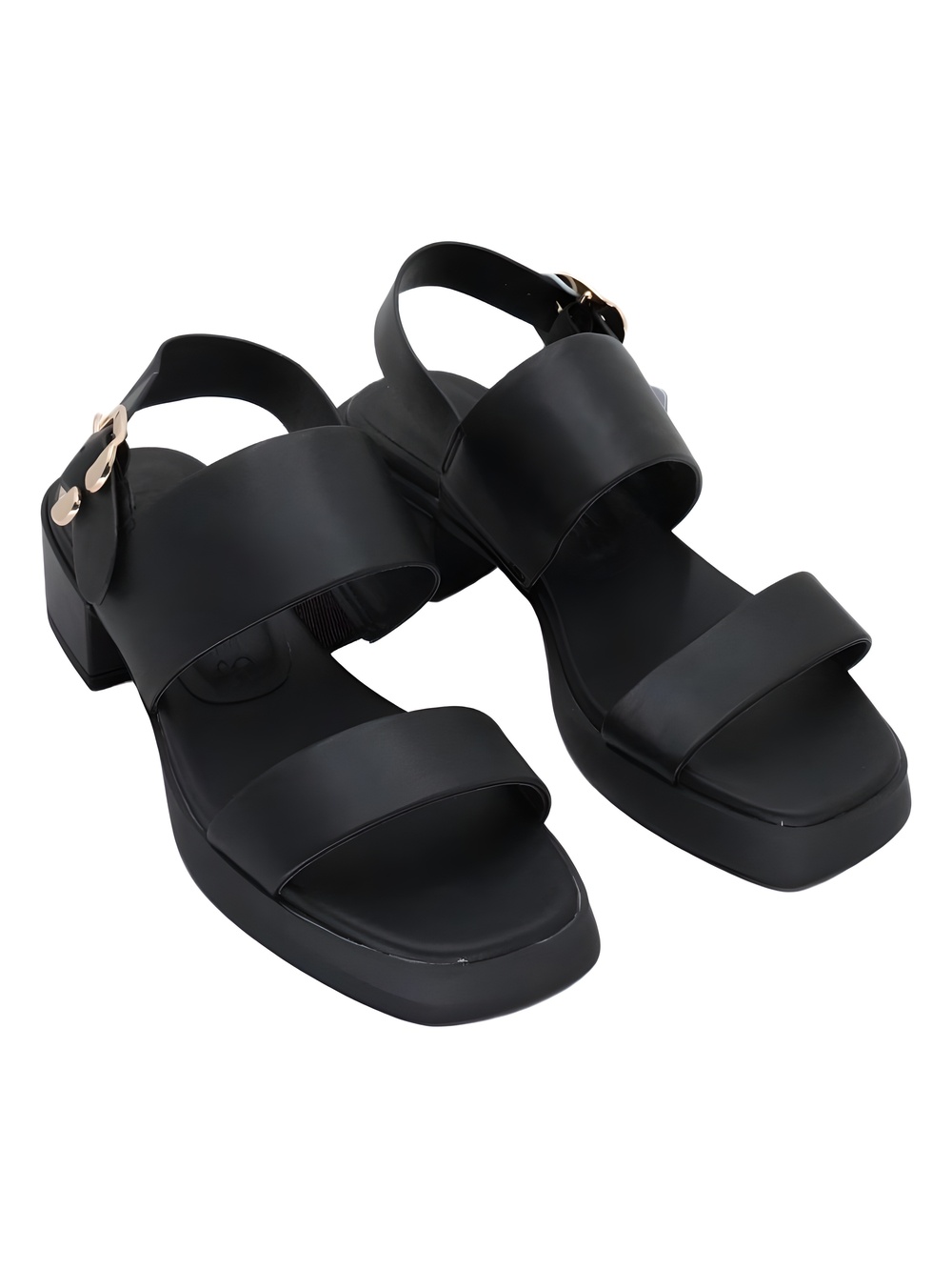 Aerosoles Dove Black Faux Nappa 1.5" Block Heel Sandals Size 7M